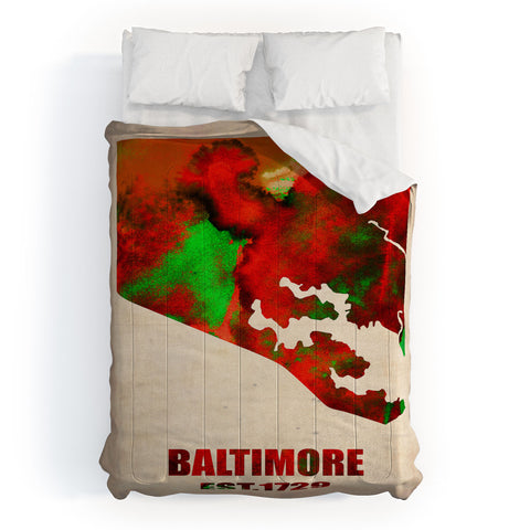 Naxart Baltimore Watercolor Map Comforter