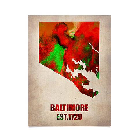 Naxart Baltimore Watercolor Map Poster