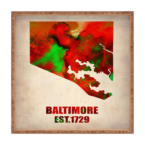 Naxart Baltimore Watercolor Map Square Tray