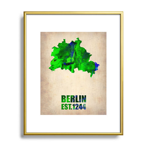 Naxart Berlin Watercolor Map Metal Framed Art Print