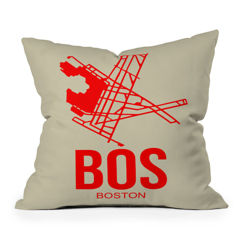 Naxart BOS Boston Poster 1 Throw Pillow