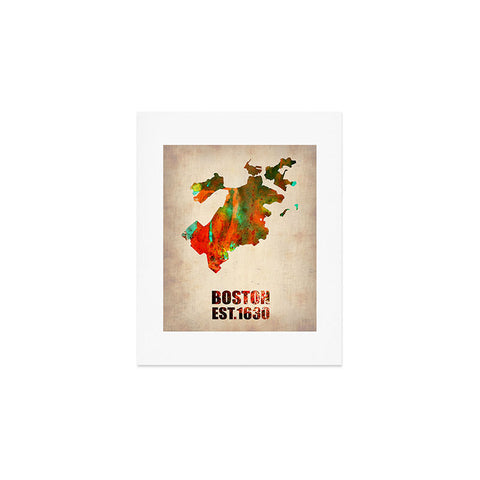 Naxart Boston Watercolor Map Art Print