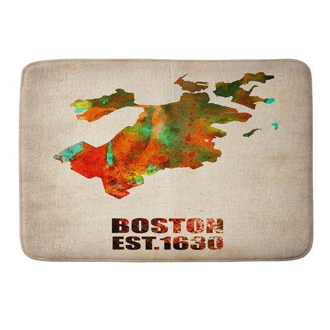 Naxart Boston Watercolor Map Memory Foam Bath Mat