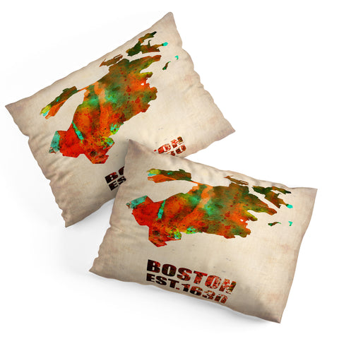 Naxart Boston Watercolor Map Pillow Shams