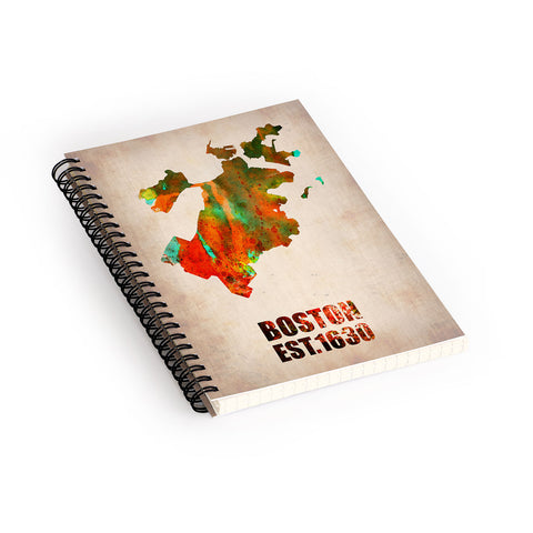 Naxart Boston Watercolor Map Spiral Notebook