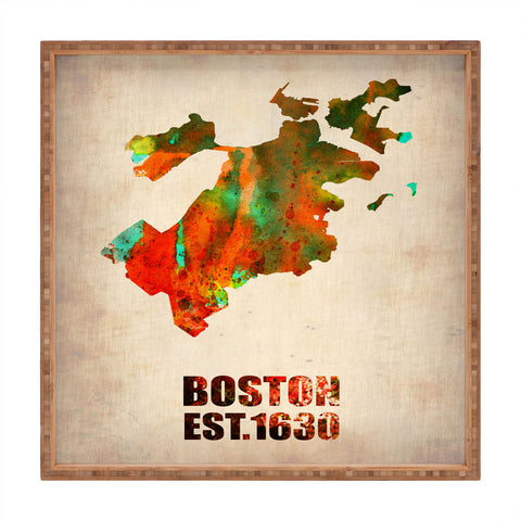 Naxart Boston Watercolor Map Square Tray