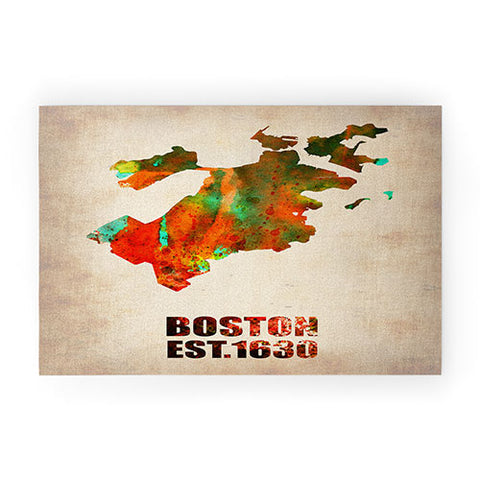 Naxart Boston Watercolor Map Welcome Mat