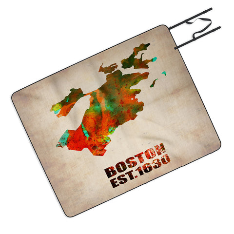 Naxart Boston Watercolor Map Picnic Blanket