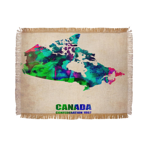Naxart Canada Watercolor Map Throw Blanket