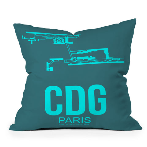 Naxart CDG Paris Poster 1 Throw Pillow
