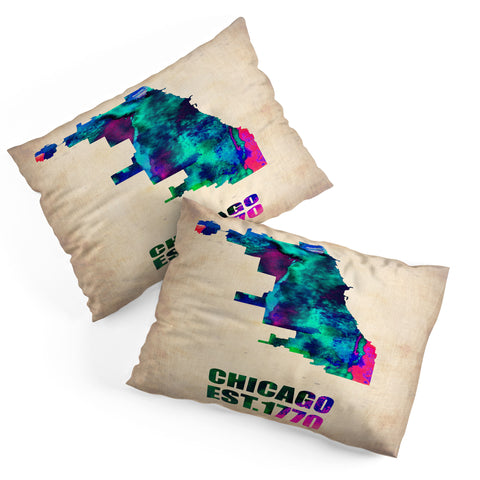 Naxart Chicago Watercolor Map Pillow Shams
