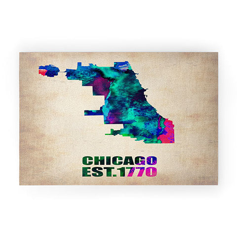 Naxart Chicago Watercolor Map Welcome Mat
