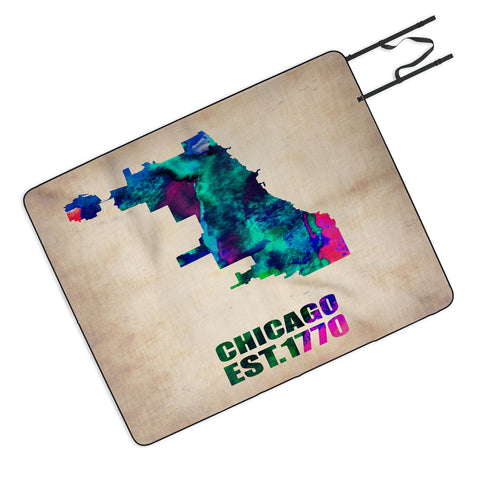 Naxart Chicago Watercolor Map Picnic Blanket