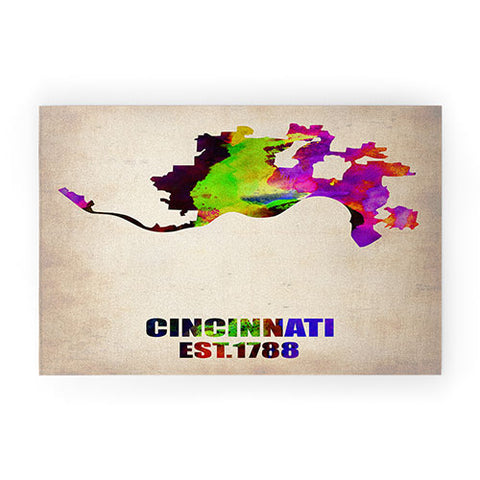 Naxart Cincinnati Watercolor Map Welcome Mat