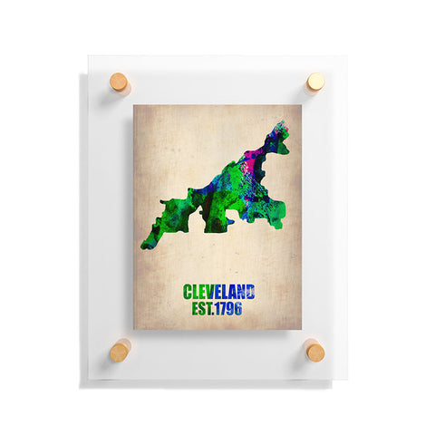 Naxart Cleveland Watercolor Map Floating Acrylic Print