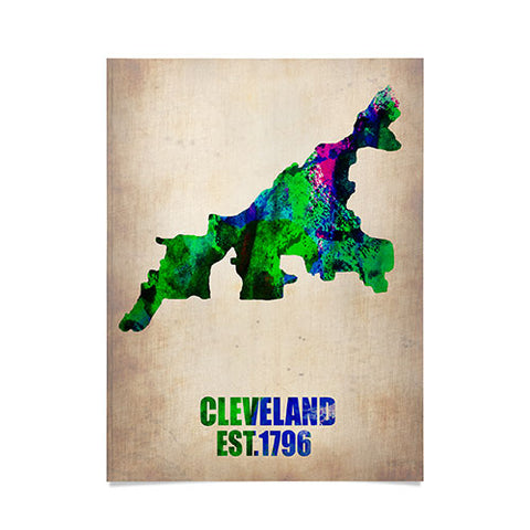 Naxart Cleveland Watercolor Map Poster