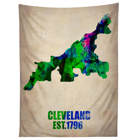 Naxart Cleveland Watercolor Map Tapestry