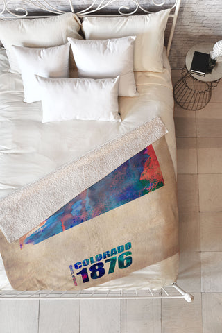 Naxart Colorado Watercolor Map Fleece Throw Blanket