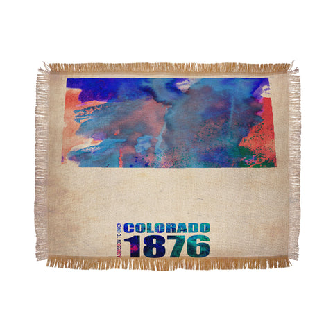 Naxart Colorado Watercolor Map Throw Blanket