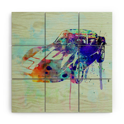 Naxart Corvette Watercolor Wood Wall Mural