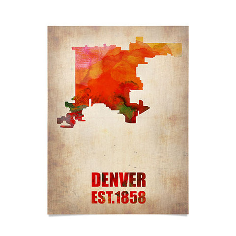 Naxart Denver Watercolor Map Poster