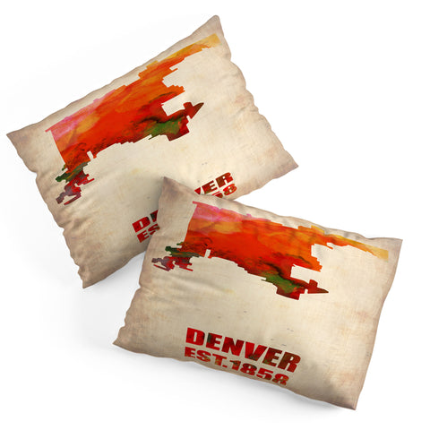 Naxart Denver Watercolor Map Pillow Shams