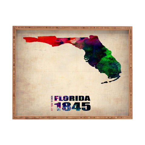 Naxart Florida Watercolor Map Rectangular Tray