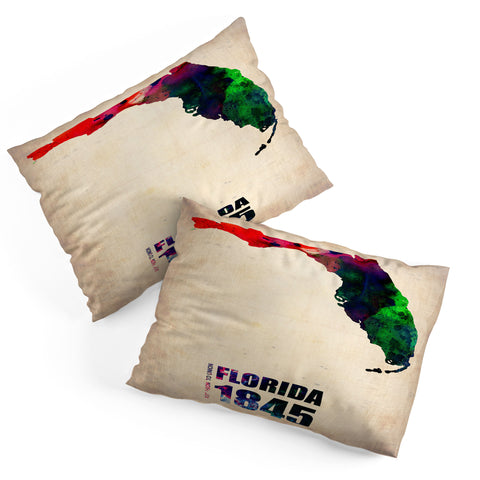 Naxart Florida Watercolor Map Pillow Shams