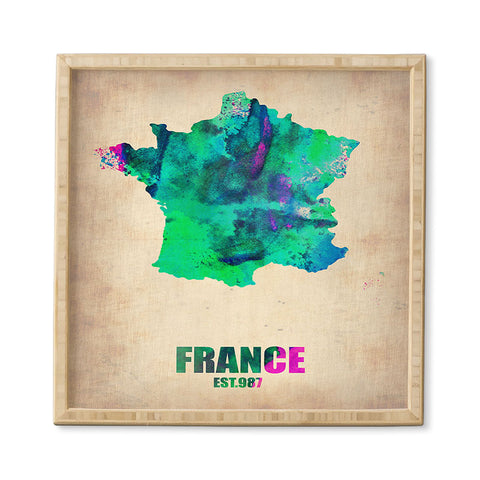 Naxart France Watercolor Map Framed Wall Art