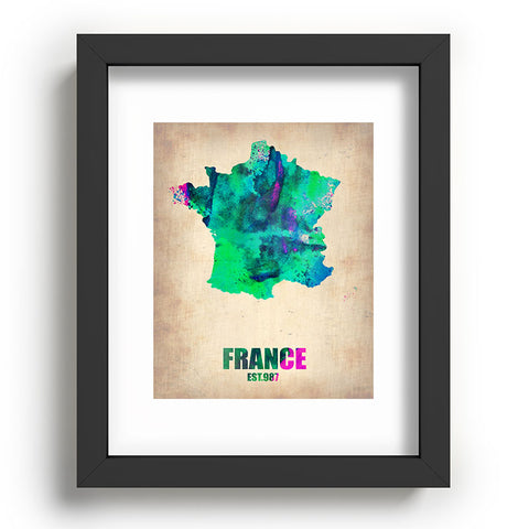 Naxart France Watercolor Map Recessed Framing Rectangle
