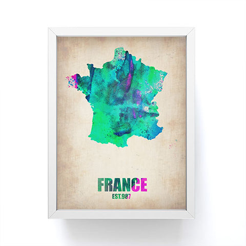 Naxart France Watercolor Map Framed Mini Art Print