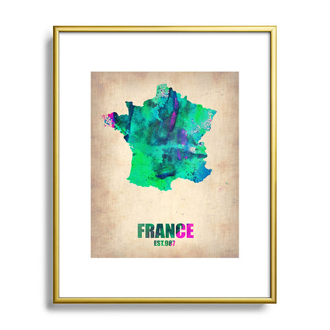 Naxart France Watercolor Map Metal Framed Art Print