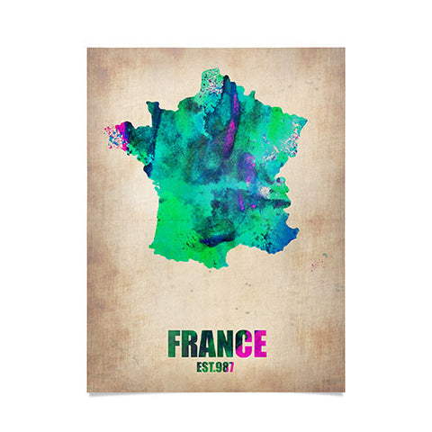 Naxart France Watercolor Map Poster