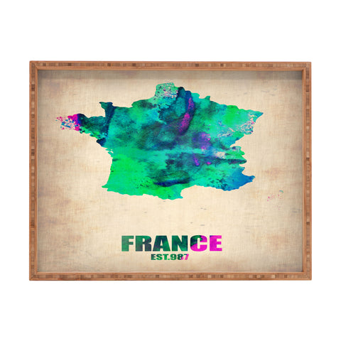 Naxart France Watercolor Map Rectangular Tray