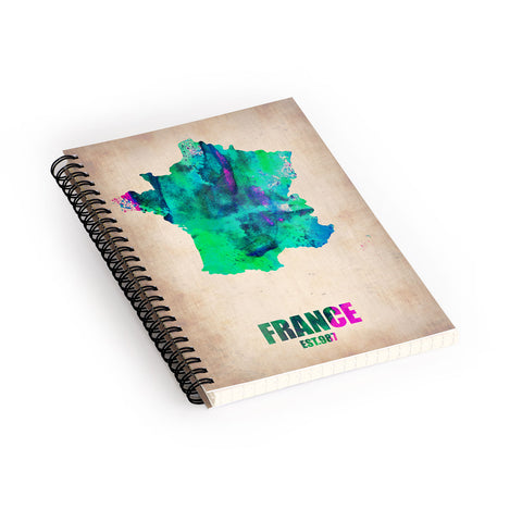 Naxart France Watercolor Map Spiral Notebook