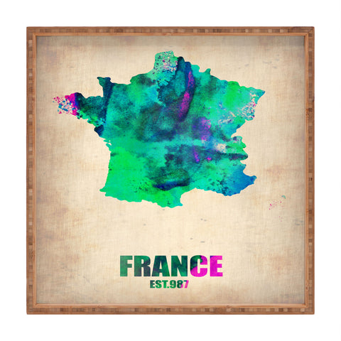 Naxart France Watercolor Map Square Tray
