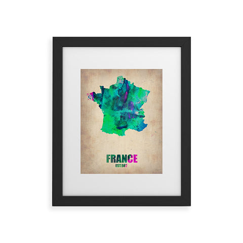 Naxart France Watercolor Map Framed Art Print