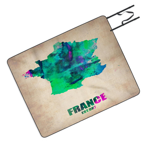 Naxart France Watercolor Map Picnic Blanket