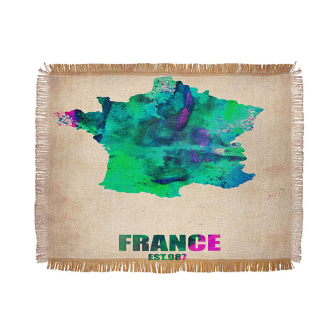 Naxart France Watercolor Map Throw Blanket