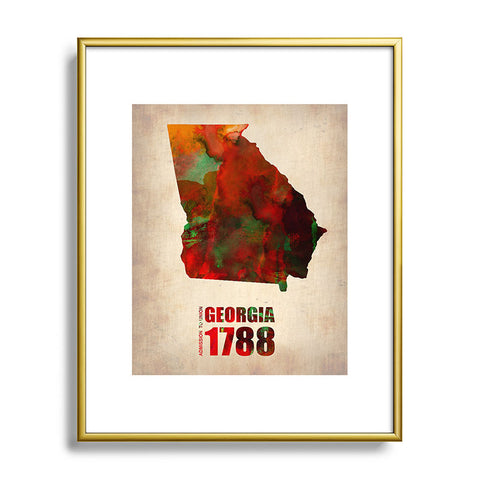 Naxart Georgia Watercolor Map Metal Framed Art Print