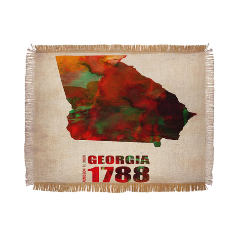 Naxart Georgia Watercolor Map Throw Blanket