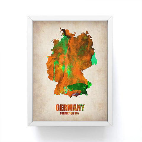 Naxart Germany Watercolor Map Framed Mini Art Print
