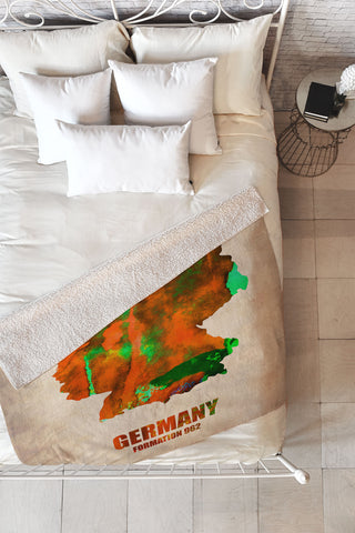 Naxart Germany Watercolor Map Fleece Throw Blanket