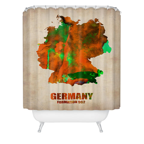 Naxart Germany Watercolor Map Shower Curtain