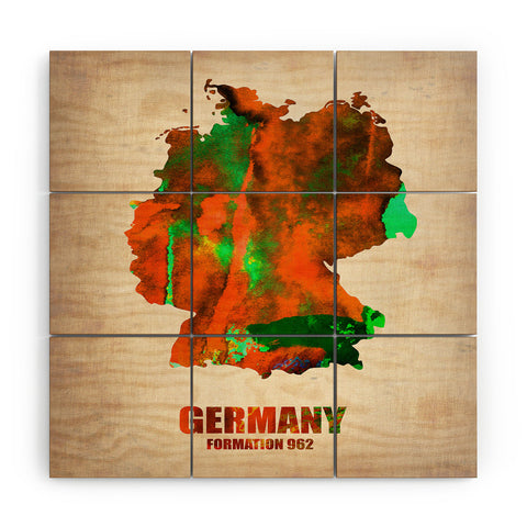 Naxart Germany Watercolor Map Wood Wall Mural