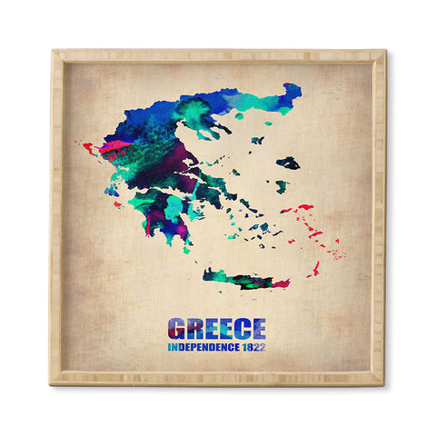 Naxart Greece Watercolor Poster Framed Wall Art