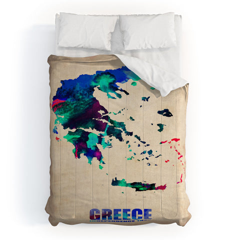 Naxart Greece Watercolor Poster Comforter