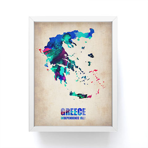 Naxart Greece Watercolor Poster Framed Mini Art Print