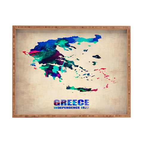 Naxart Greece Watercolor Poster Rectangular Tray
