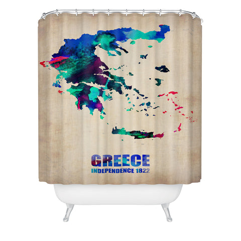 Naxart Greece Watercolor Poster Shower Curtain